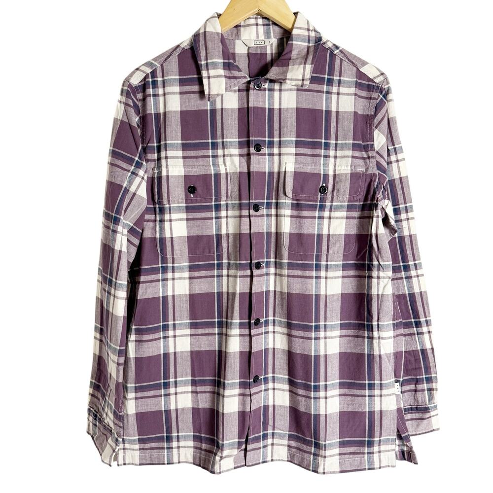 AYR The Captain Madras Purple Rain Plaid Long Sleeve Button Up Shirt Size Medium